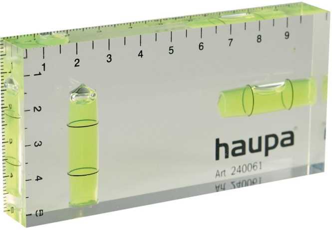 Acryl-Wasserwaage HUPmini mit 2 Mess-Skalen 100 x 50 x 15 mm 