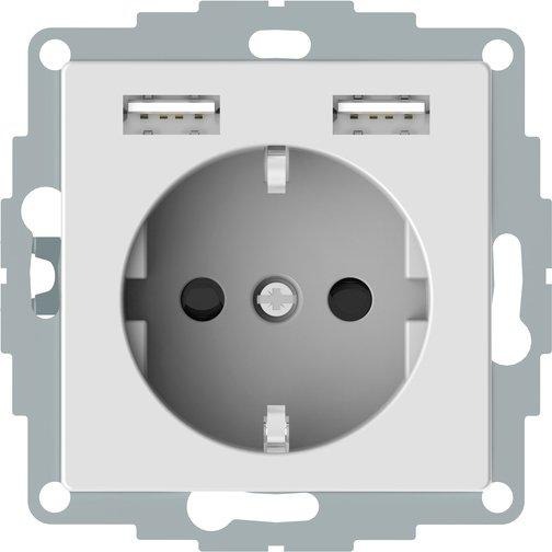 Schuko Steckdose USB Ladefunktion System M max. 2,4 A brillant Aktivweiß glänz 