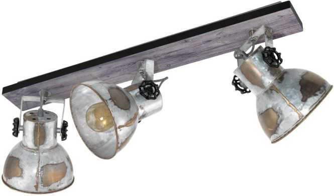 Deckenleuchte Balken BARNSTAPLE E27 3x40W Holz/Zink used/schwarz 