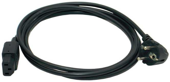 Kaltgeräte Zuleitung Anschlussleitung mit gewinkeltem Schukostecker 5 m schwarz 