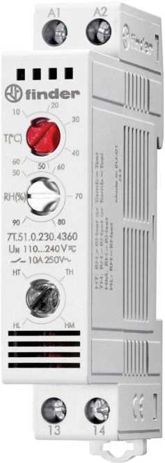 Elektrischer Thermo- / Hygrostat für Schaltschrankeinbau 1TE - 1S / 10 A LED 
