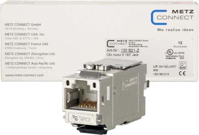 Modularer Steckverbinder C6Amodul K 180° Jack - Keystone (12 Stück) 