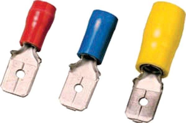 Isolierter Flachstecker 4-6 mm² 6,3 x 0,8 gelb Messing 