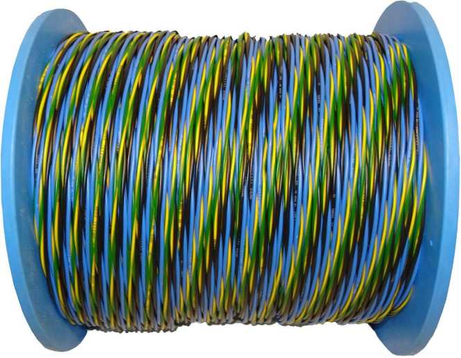 PVC-Aderleitung H07V-U 3X1,5 schwarz-blau-gelb/grün Spule 300 m 