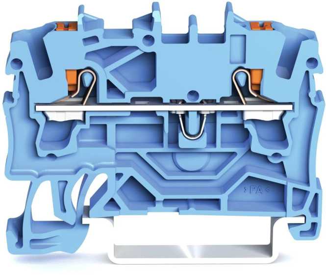 2-Leiter-Durchgangsklemme mit Drücker 2,5 mm² mit Prüföffnung für Anwendungen Ex 