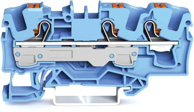3-Leiter-Durchgangsklemme mit Drücker 6 mm² mit Prüföffnung für Anwendungen Ex i 