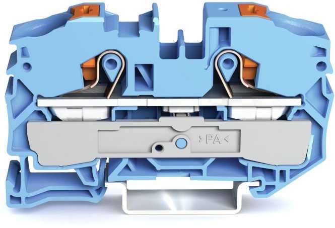 2-Leiter-Durchgangsklemme mit Drücker 16 mm² mit Prüföffnung Ex i 