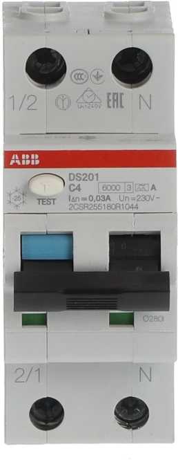 FI/LS Typ A 1+N-polig Charakteristik C Bemessungsstrom 4A 30mA 6kA 
