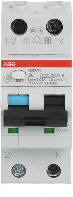 FI/LS Typ A 1+N-polig Charakteristik C Bemessungsstrom 6A 30mA 6kA 