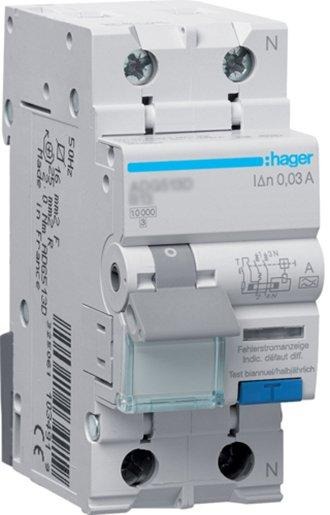 Fehlerstrom-Leistungsschalter 1P+N 10kA B-13A 30mA Typ A-G 