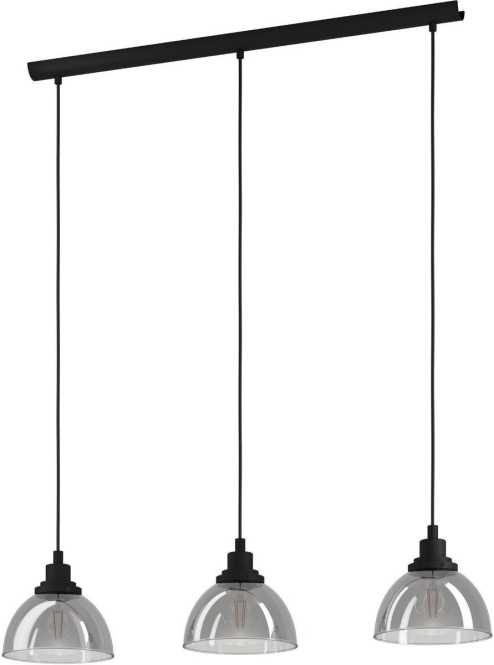 BELESER Hängeleuchte 3x60W E27 schwarz/schwarz-transparent 