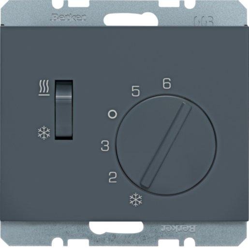 Raumtemperaturregler Wechsler mit Schalter Heizen/Kühlen Berker K1 anthrazit 