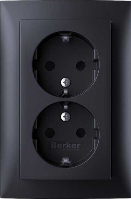 Doppelsteckdose mit Abdeckung 16A 250V anthrazit matt 