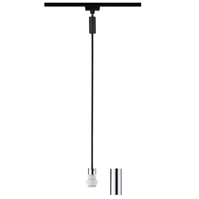 URail 2Easy Basic Pendel max 20W E27 Schwarz matt Chrom Metall Kunstst 