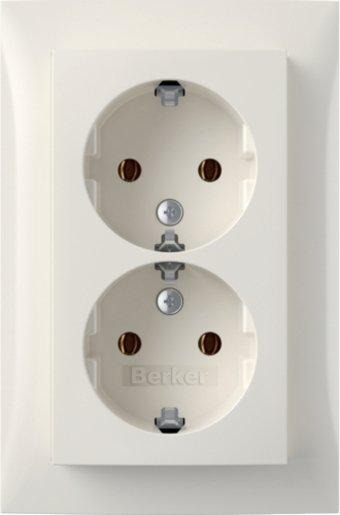 Doppelsteckdose SCHUKO mit Abdeckplatte S.1 polarweiß glänzend 