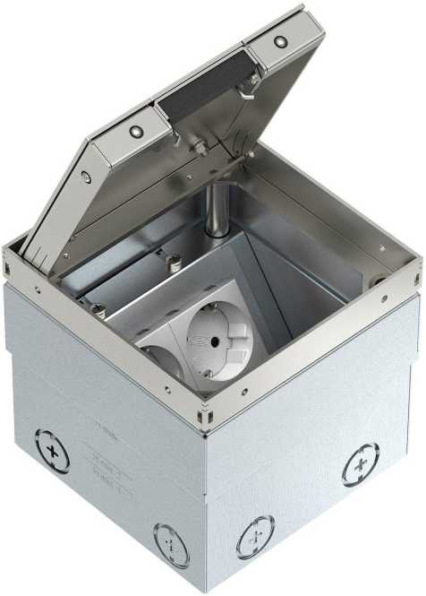 Bodensteckdose UDHOME2 ohne Bodenbelagsaussparung 2-fach VDE Edelstahl 