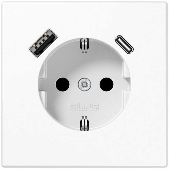 SCHUKO Steckdose mit USB-Ladegerät alpinweiß 