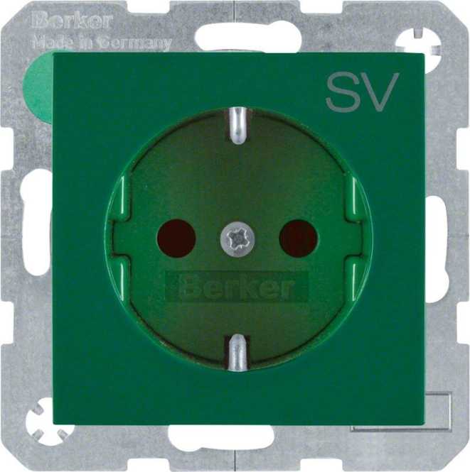 Steckdose SCHUKO mit erhöhtem Berührungsschutz S.1 grün glänzend 