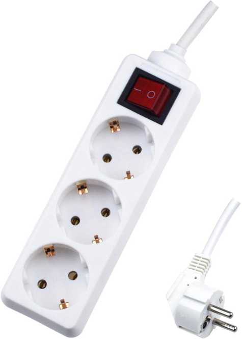 3-fach Steckdosenleiste mit beleuchtetem Schalter und 1,4m Kabel 