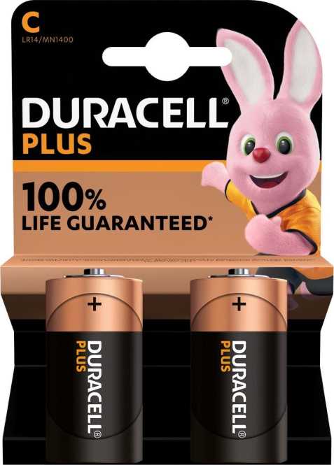 Duracell Plus Alkaline-Batterien 2C K-Pack 2 Stück 