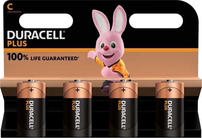 Duracell Plus Alkaline-Batterien 4C K-Pack 4 Stück 