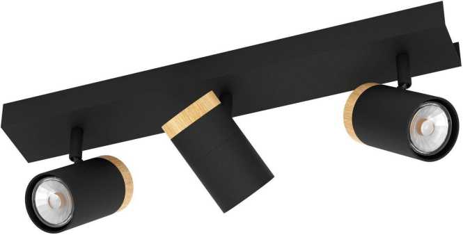 CARTAGENA Strahlerbalken schwarz/Holz GU10-LED 3X4,5W inkl. LM 