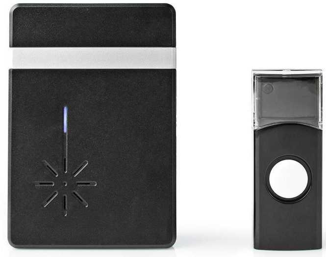 Drahtlos-Türklingel-Set Batteriebetrieb 36 Melodien 80 dB IP44 schwarz 