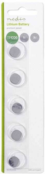 Lithium-Knopfzellenbatterie CR1220 3 V 5 Stück Blister 