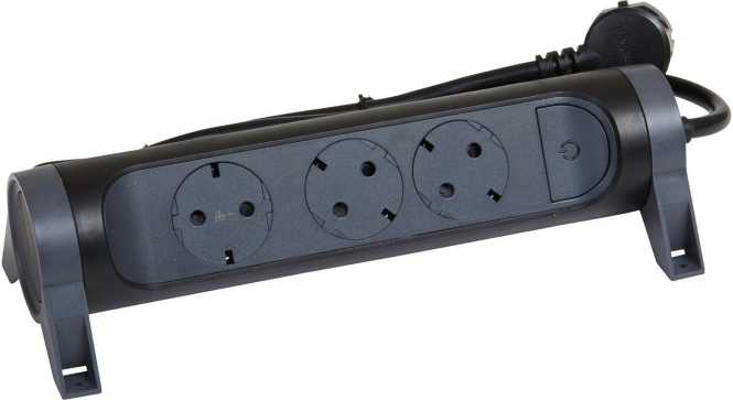 Drehbare Steckdosenleiste 3x Steckdose, 1,5m Kabel schwarz 