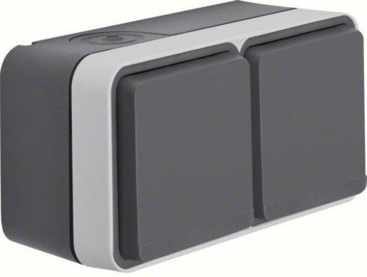 W.1 SSD 2-fach waagrecht mit erhöhten Berührungsschutz grau/lichtgrau matt 