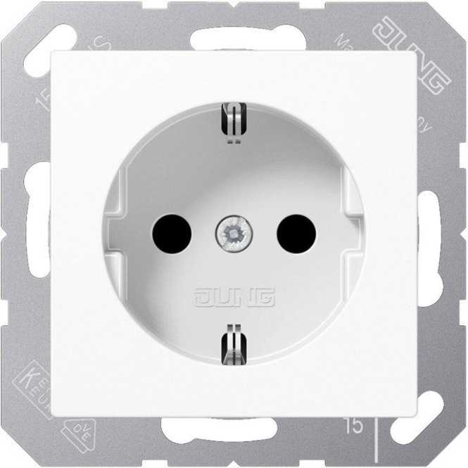 SCHUKO Steckdose, 16 A 250 V ~, Schraubklemmen, Duroplast, Serie AS/A, alpinweiß 