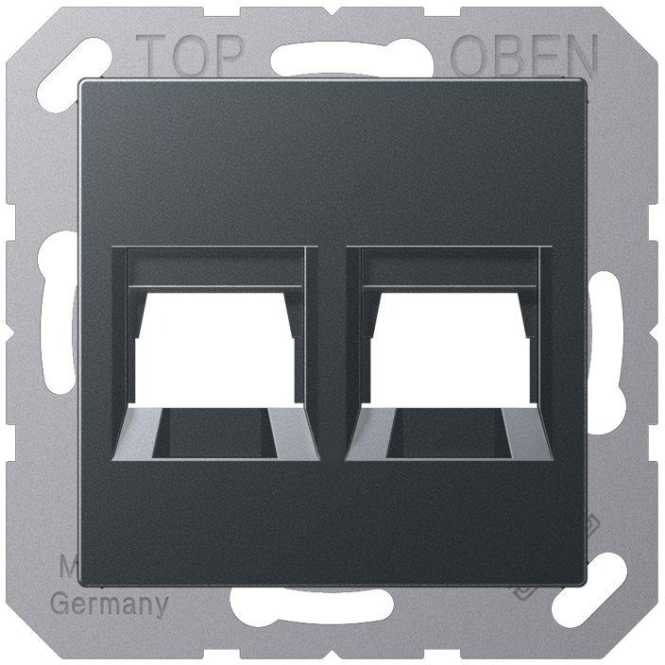 Abdeckung für Modular-Jack-Steckbuchsen 2-fach UMA-CAT6A anthrazit matt 
