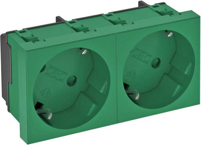 Steckdose 33° 2-fach Schutzkontakt 250V 10/16A minzgrün 
