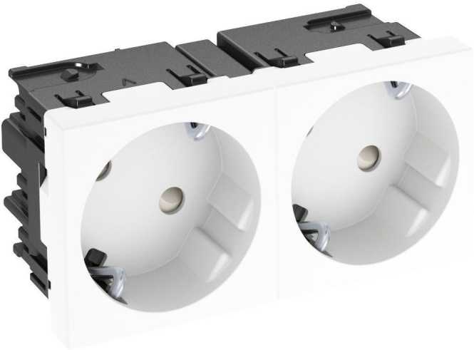 Steckdose 33° 2-fach Schutzkontakt Connect 45 250V 10/16A reinweiß 