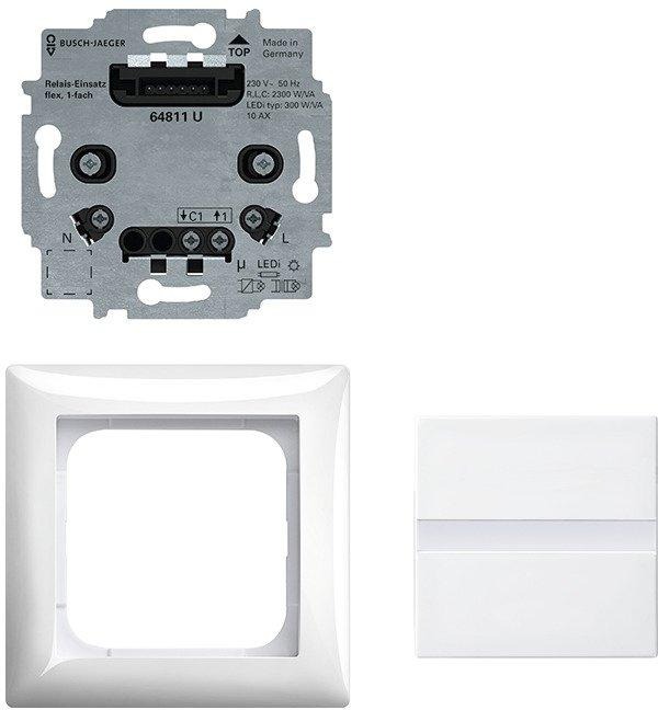 Busch-Komfortschalter flex Komplettset mit Relais-Einsatz alpinweiß 