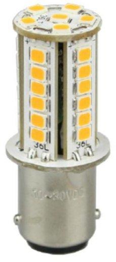 LED Leuchtmittel für BR50 BA15d Dauerlicht gelb 24AC/DC 28cd 