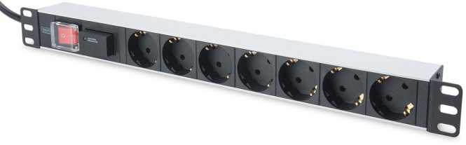 Steckdosenleiste 7-fach für 19 Zoll + ÜSS 