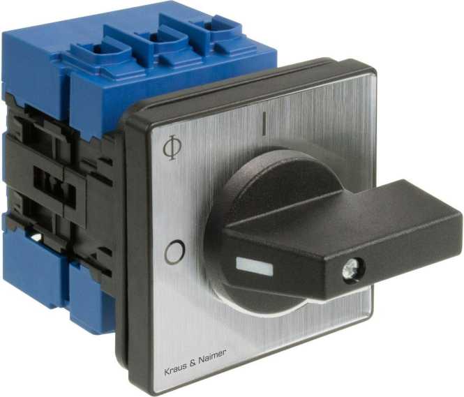 Hauptschalter 3-polig 4-Loch-Frontbef. 64x64 