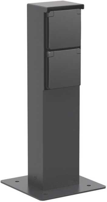 Spritzwassergeschützte Anschlusssäule mit Doppelsteckdose Schutzkontakt 