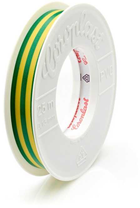 Coroplast PVC 302 Elektroisolierband 0,15 mm x 15 mm x 25 m grüngelb 