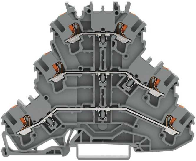 Dreistockklemme mit Drücker Durchgangs-/Durchgangs-/Durchgangsklemme, L/L/L 