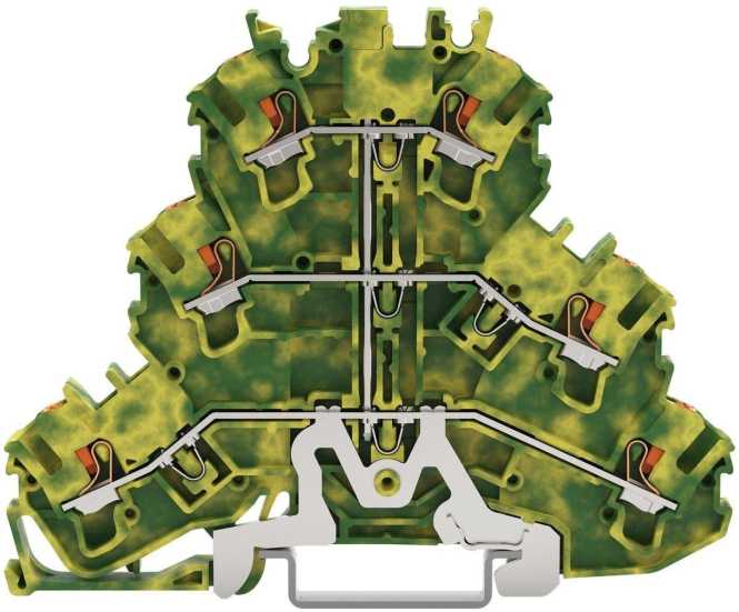 Dreistockklemme 6-Leiter-Schutzleiterklemme 2,5 mm² PE 