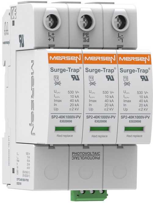 PV-Überspannungsableiter Typ 2 40kA 1000VDC 1+ 1- 3-polig 3TE steckbar FM 