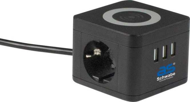 Steckdosentower 2-fach mit QI-Wireless Ladestation 