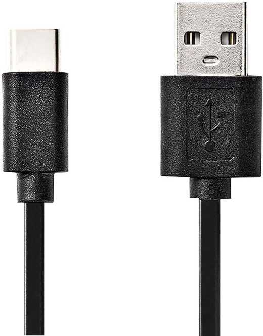 USB Kabel A-Stecker auf USB-C 60 W 480 Mbps vernickelt 1 m schwarz 