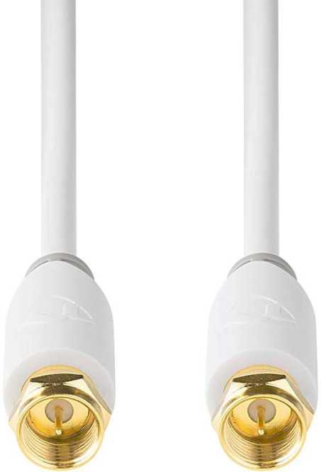 Satelliten- und Antennenkabel F-Stecker vergoldet 75 Ohm 10 m weiß 