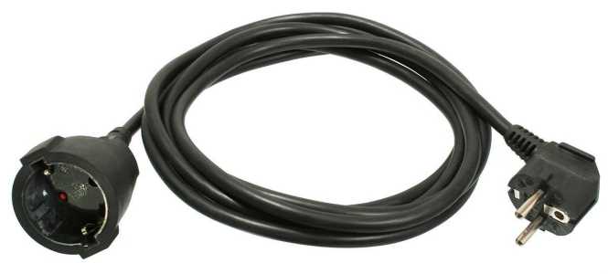 Verlängerungskabel mit Winkelstecker für Innenbereich 3m H05VV-F 3G1,5 schwarz 