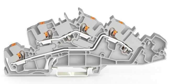 Installationsetagenklemme mit Drücker 4 mm² L/L Push-in CAGE CLAMP 4,00 mm² grau 