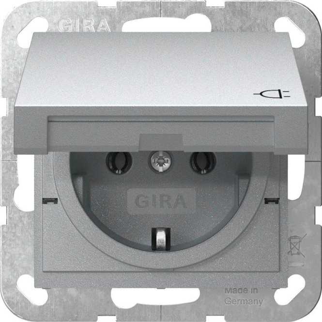 SCHUKO-Steckdose Klappdeckel System 55 F Alu 