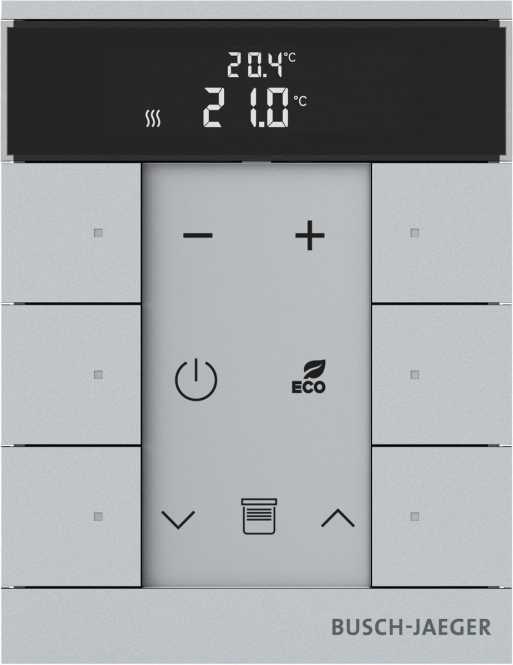 Raumtemperaturregler mit Bedienfunktion 6-fach silber 